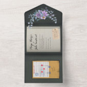 Kleur Match Waterverf Boek Huwelijksuitnodiging All In One Uitnodiging (Binnen)