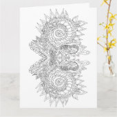 kleur me abstract wenskaart van doedelen kaart (Gele Bloem)