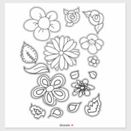 Kleur me bloemen grillige kunst sticker