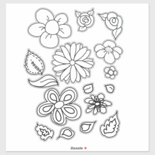 Kleur me bloemen grillige kunst sticker