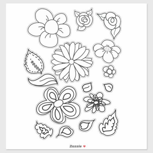 Kleur me bloemen grillige kunst sticker (Vel)