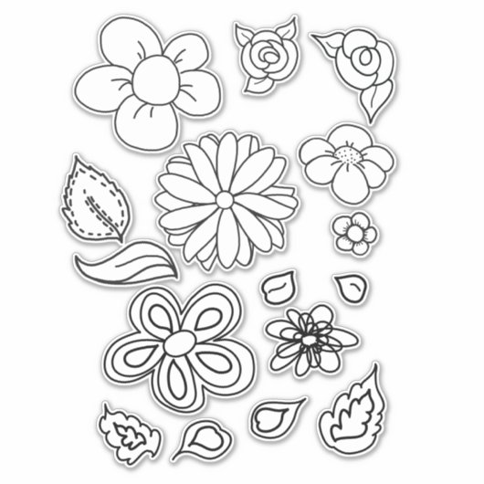 Kleur me bloemen grillige kunst sticker (Voorkant)