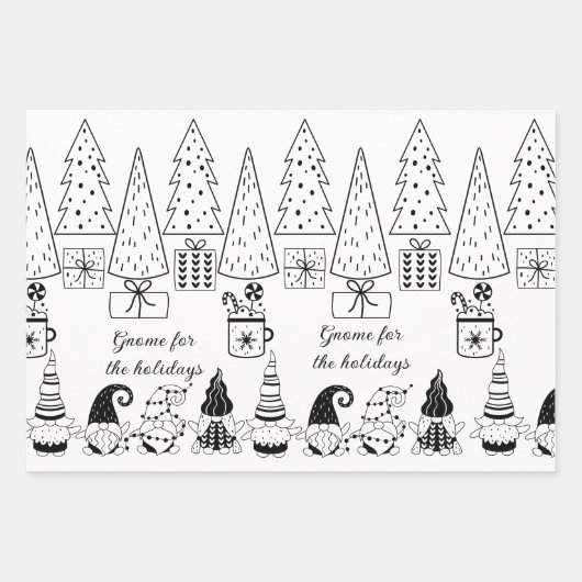 "Kleur me!" Gnome Kerst Verpakking Lakens (3) Inpakpapier Vel (Voorkant)