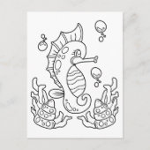Kleur Me Groot zeepaardje | Kinder activiteit Kaar Briefkaart (Voorkant)