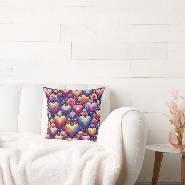 Kleur Me Hart Bloemen Accent Sierkussen (Bank)