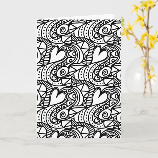 kleur me hartdoedel wenskaart kaart (Gele Bloem)