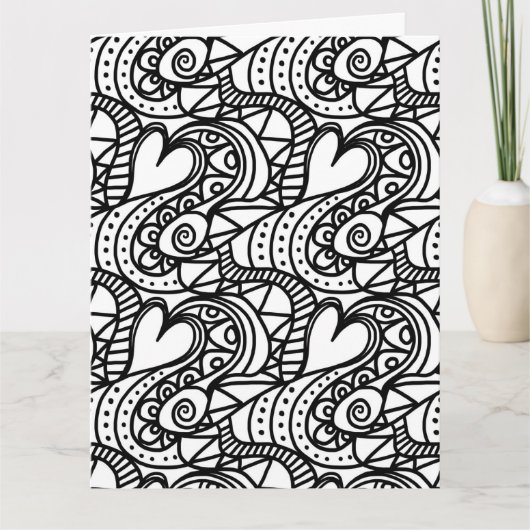 kleur me hartdoedel wenskaart kaart (Voorkant)