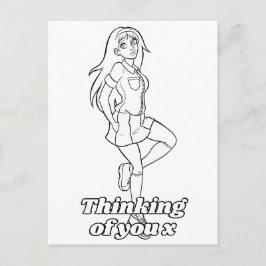 Kleur me in activiteit anime Cartoon tiener school Briefkaart