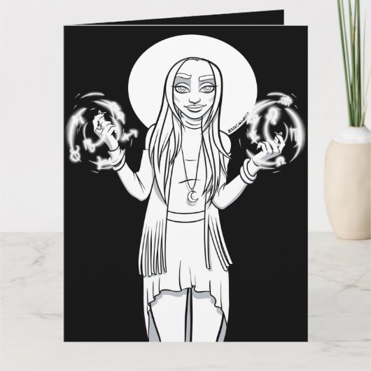 Kleur me in activiteit Cartoon anime heks Kaart (Voorkant)