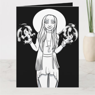 Kleur me in activiteit Cartoon anime heks Kaart