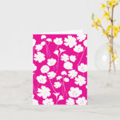 Kleur me in witte bloemetjes op hete roze Kaart (Gele Bloem)