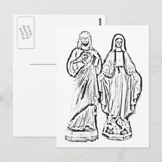 Kleur me! Jesus & Mary Briefkaart (Voorkant / Achterkant)
