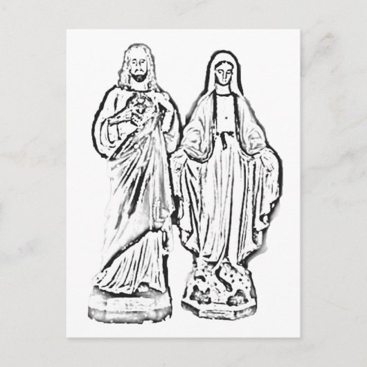 Kleur me! Jesus & Mary Briefkaart (Voorkant)