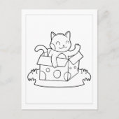 Kleur me kat in een doos | Kinder activiteit Kaart (Voorkant)