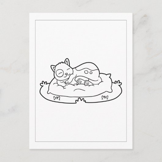 Kleur-me-kat-slaapstand | KINDER KAARTEN (Voorkant)