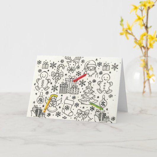 Kleur me kerst kaart (Gele Bloem)