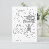 Kleur me Kinder Halloween Coloring Activity Kaart (Staand voorkant)