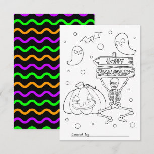 Kleur me Kinder Halloween Coloring Activity Kaart