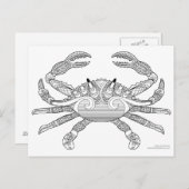 Kleur-me-krab Nautical Zen Doodle Illustratie Briefkaart (Voorkant / Achterkant)