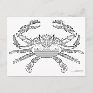 Kleur-me-krab Nautical Zen Doodle Illustratie Briefkaart