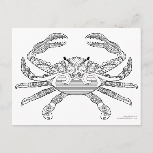 Kleur-me-krab Nautical Zen Doodle Illustratie Briefkaart (Voorkant)
