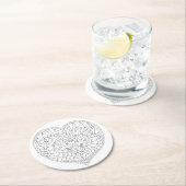 kleur me liefde vogelonderzetter ronde kartonnen onderzetter (Insitu)