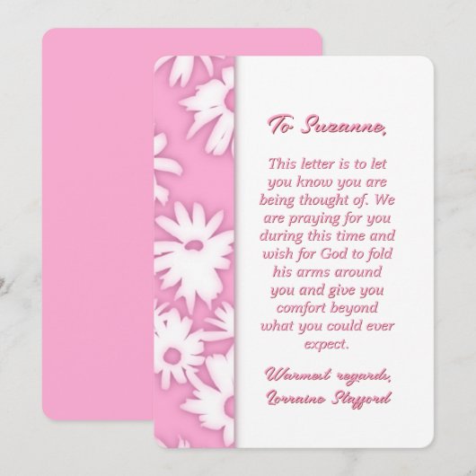 Kleur me madeliefjes roze sympathie kaart (Voorkant / Achterkant)