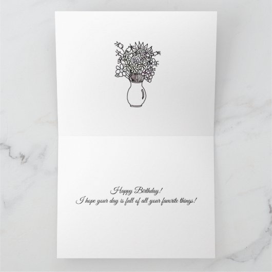 Kleur me, mam's verjaardag libellen en bloemen kaart (Binnen)