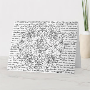 Kleur me, mam's verjaardag libellen en bloemen kaart