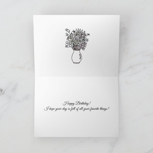 Kleur me, mam's verjaardag libellen en bloemen kaart (Binnen)