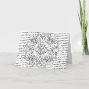 Kleur me, mam's verjaardag libellen en bloemen kaart