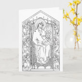 kleur me mary en jesus wenskaart kaart (Gele Bloem)