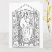 kleur me mary en jesus wenskaart kaart (Gele Bloem)