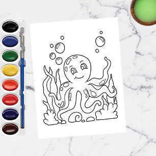 Kleur me-octopus KINDER KAARTEN