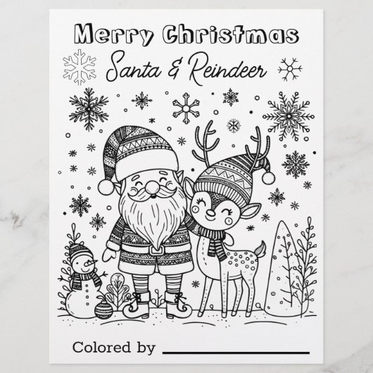 Kleur Me Pagina voor Kids Santa & Rendier Kerstmis (Voorkant)
