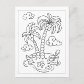 Kleur me palmbomen bij strand | ActiviteitenKaarte Briefkaart (Voorkant)