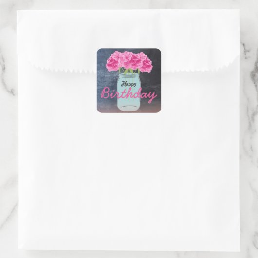 Kleur me Roze Verjaardagsboeket Stickers (Tas)