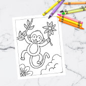 Kleur Me Schattige Monkey | Kinder activiteit Kaar Briefkaart