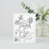 Kleur Me Schattige Monkey | Kinder activiteit Kaar Briefkaart (Staand voorkant)