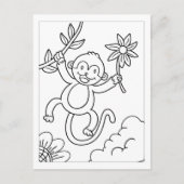 Kleur Me Schattige Monkey | Kinder activiteit Kaar Briefkaart (Voorkant)