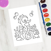 Kleur Me Seahorse | Kinder activiteit Kaarten