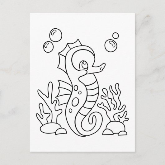 Kleur Me Seahorse | Kinder activiteit Kaarten (Voorkant)