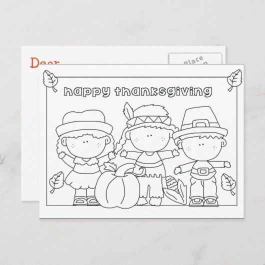 Kleur me Thanksgiving briefkaart (Voorkant / Achterkant)