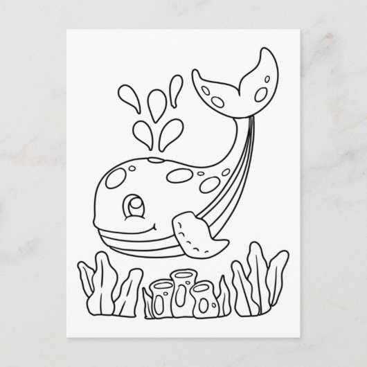 Kleur me Whale | Kinder activiteit Kaarten (Voorkant)