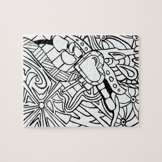 Kleur me zwart-wit drie legpuzzel (Horizontaal)