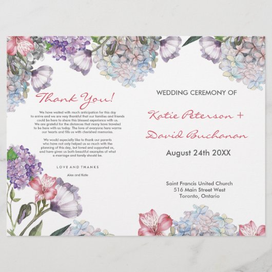 Kleur met handbeschilderd water, hydrangea bruilof (Voorkant)