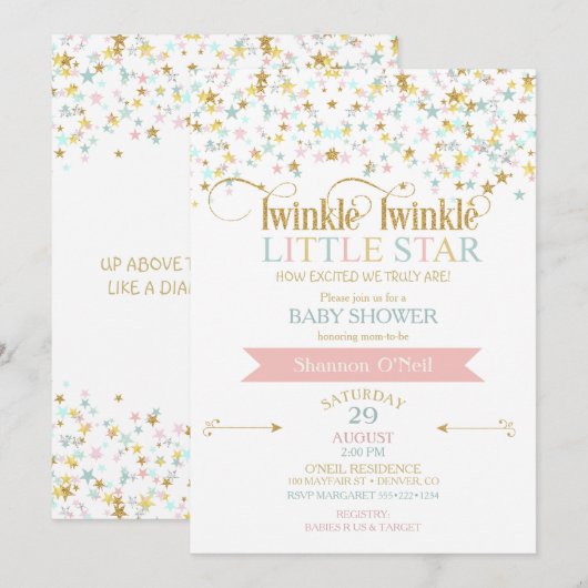 Kleur met kleine ster Baby shower elke kleur Kaart (Voorkant / Achterkant)