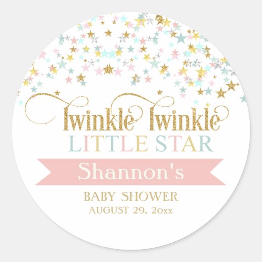 Kleur met kleine ster Baby shower elke kleur Ronde Sticker (Voorkant)