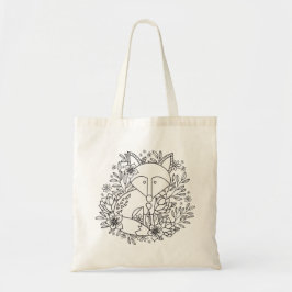 Kleur met kleine vos tote bag