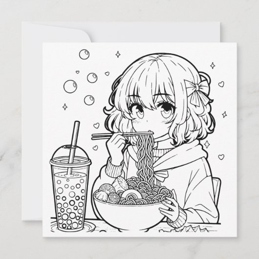 Kleur mij | Anime Ramen Kleurplaat Kaart (Voorkant)